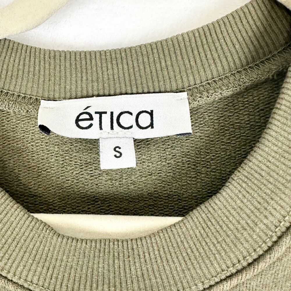 Etica Marie Puff Sleeve Sweatshirt Size Small Sea Turtle Green French Terry - Picture 4 of 5